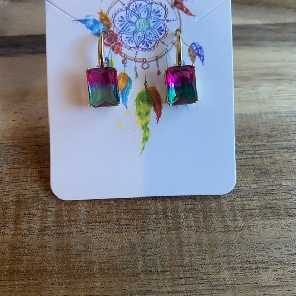 Watermelon Tourmaline earrings high quality elegant hand made ombre gradient - Picture 9 of 11